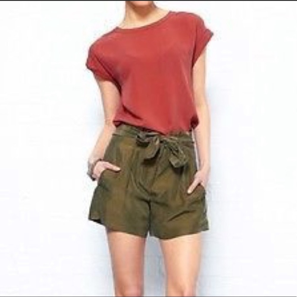 Theory Ettie T Silk Tie Waist Shorts